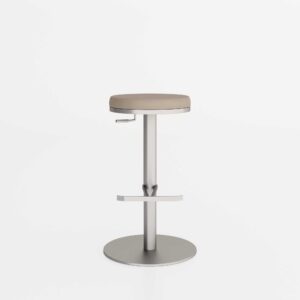 Biarritz Gas Stool Brushed Steel Taupe PU 01