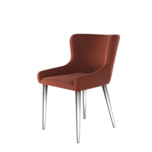 Kate Chair Brushed Steel Cranberry Velvet 02