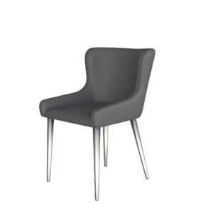 Kate Chair Brushed Steel Grey Leather 02